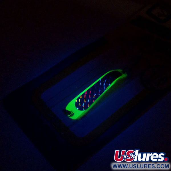 Luhr Jensen Hus-lure UV (świeci w ultrafiolecie), Chartreuse/srebrny, 4 g błystka wahadłowa #12040