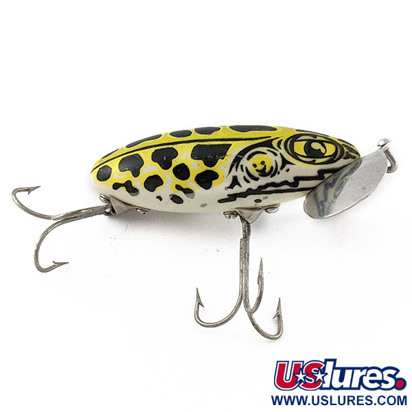  Fred Arbogast Seein's Believin' yellow leopard  frog (1970s), yellow leopard  frog, 14 g wobler #18317