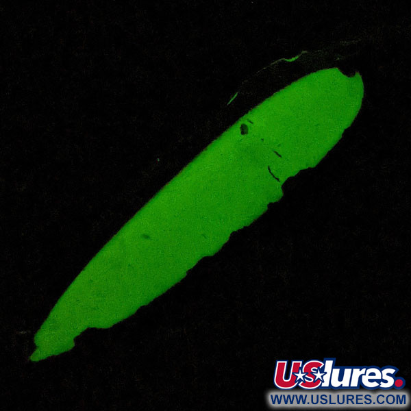 Luhr Jensen Krocodile #5 Glow, nikiel/biały/zielony Glow - świeci w ciemności.​, 25 g błystka wahadłowa #19488