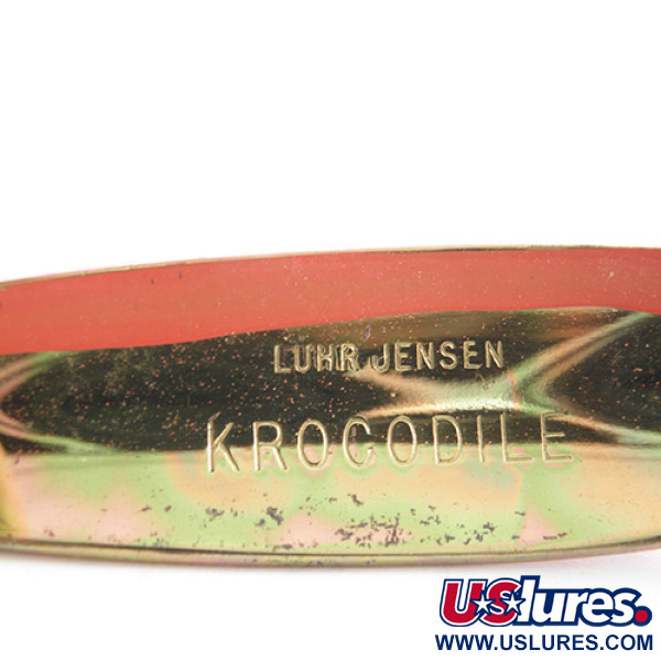 Luhr Jensen Krocodile, czerwony/czarny/tęcza złoty, 28 g błystka wahadłowa #1508