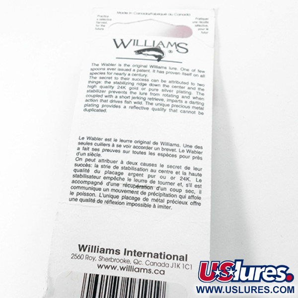  Williams Wabler W60, srebrny/brązowy (prawdziwe srebrzenie), 21 g błystka wahadłowa #1804