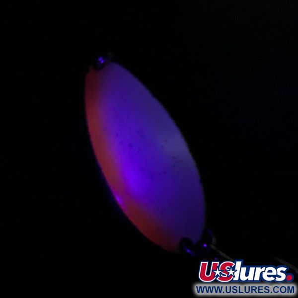 Seneca Little Cleo (Hula Girl, UV - świeci w ultrafiolecie), perłowobiały/niklowo/pomarańczowy pasek UV - świeci w świetle ultrafioletowym, 14 g błystka wahadłowa #3970