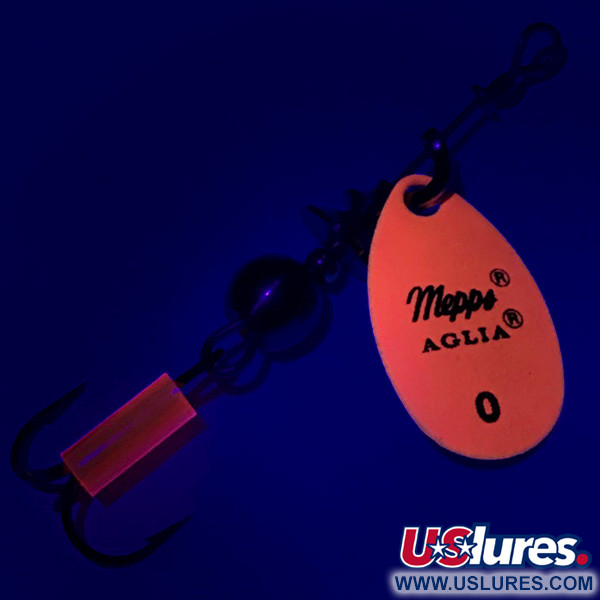  Mepps Aglia 0 UV (świeci w ultrafiolecie), neonowy pomarańczowy/złoty, 2,5 g błystka obrotowa #17668